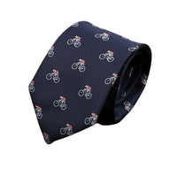 Navy Blue with Red & Blue Cyclists Novelty Skinny Tie